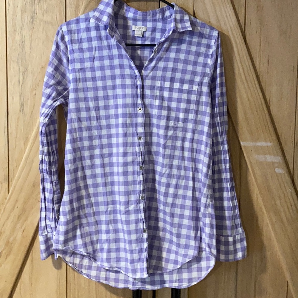 J.Crew light purple gingham button down